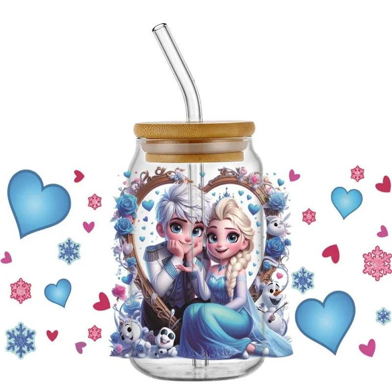 Miniso 3D Cartoon UV DTF Cup Sticker for 16oz Libbey Couple Decal DIY Washable Mug UV DTF Transfer Sticker