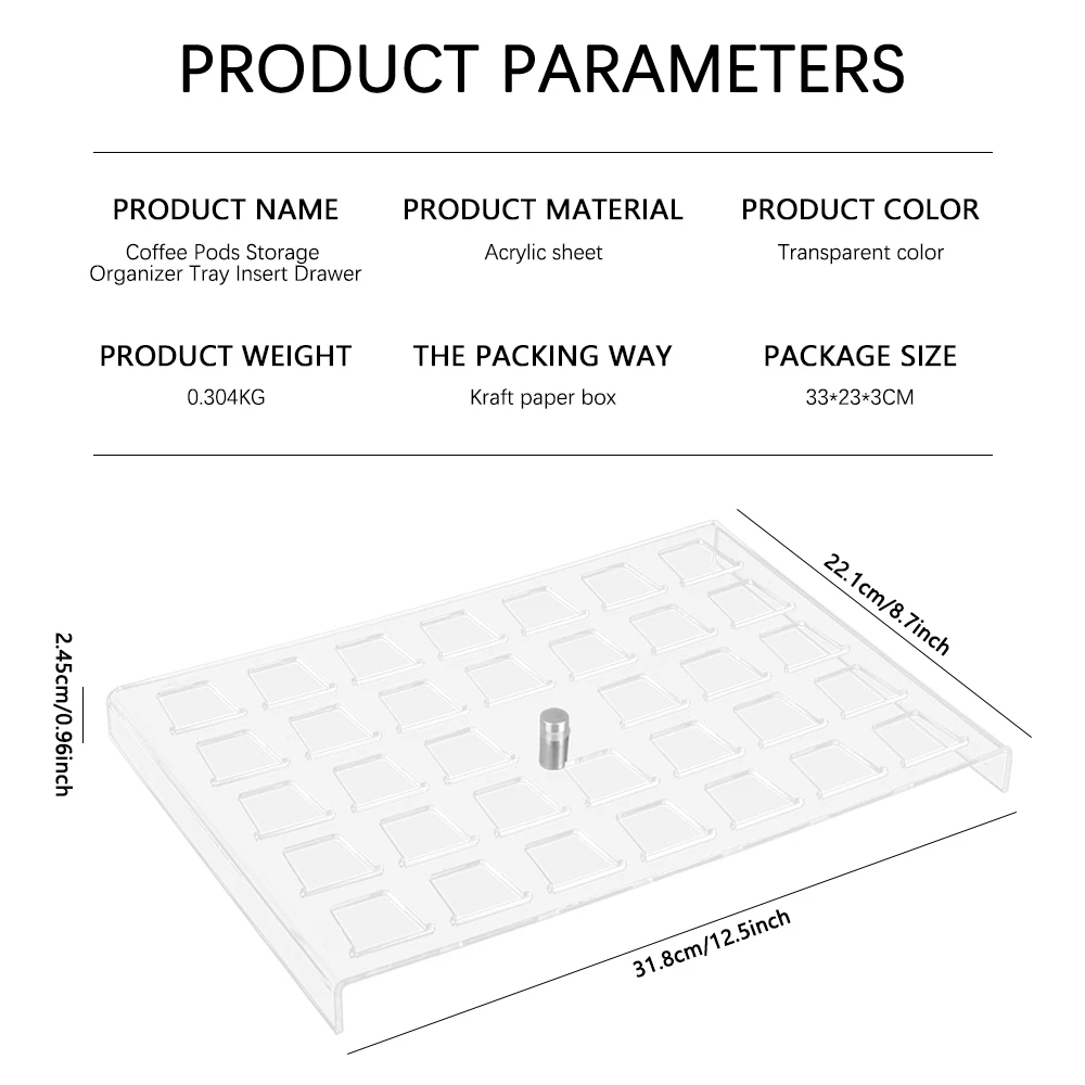 Coffee Pods Holder Organizer Tray Acrylic Coffee Capsules Organizer For 34 Pods Compatible With Nespresso Original Capsule Pods