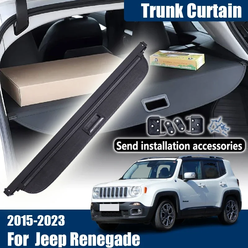 

For Jeep Renegade 2016 Accessories 2015-2023 Car Trunk Cargo Cover Trunk Storage Security Shield Curtain Partition Privacy Tools