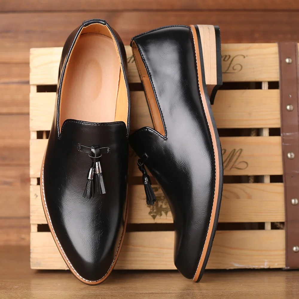 

Men's Casual Leather Shoes Men Fashion Tassels Party Wedding Loafers Mens Slip-on Outdoor Flats