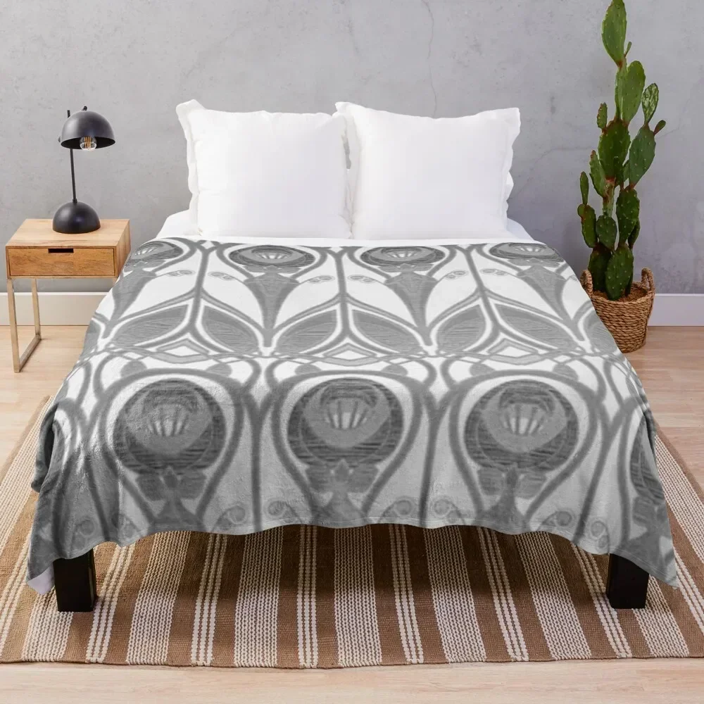 

Charles Rennie Mackintosh design, grey, white Throw Blanket Camping cosplay anime blankets ands Beach Blankets Sofa Nap Blankets
