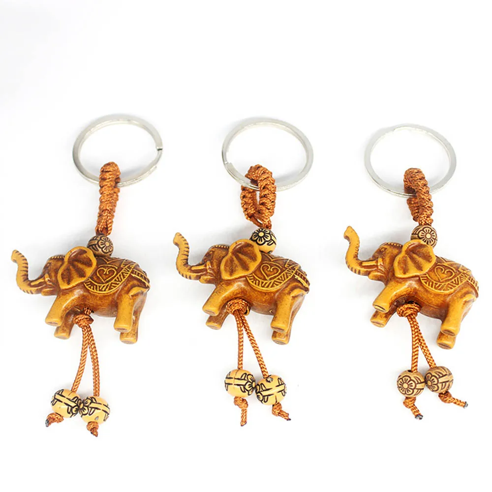 Lucky Elephant Keychain Key Ring Chain Evil Defends Gifts Exquisite Carving Pendant Cute Amulets Keyring