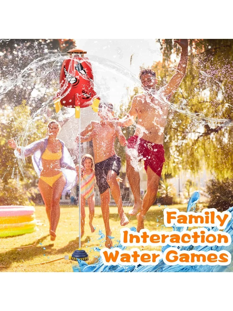 Rocket Sprinkler Outdoor Water Sprinkler Summer Water Toys 360° Rotation Boys Girls Suitable for Yard Pool Garden Lawn