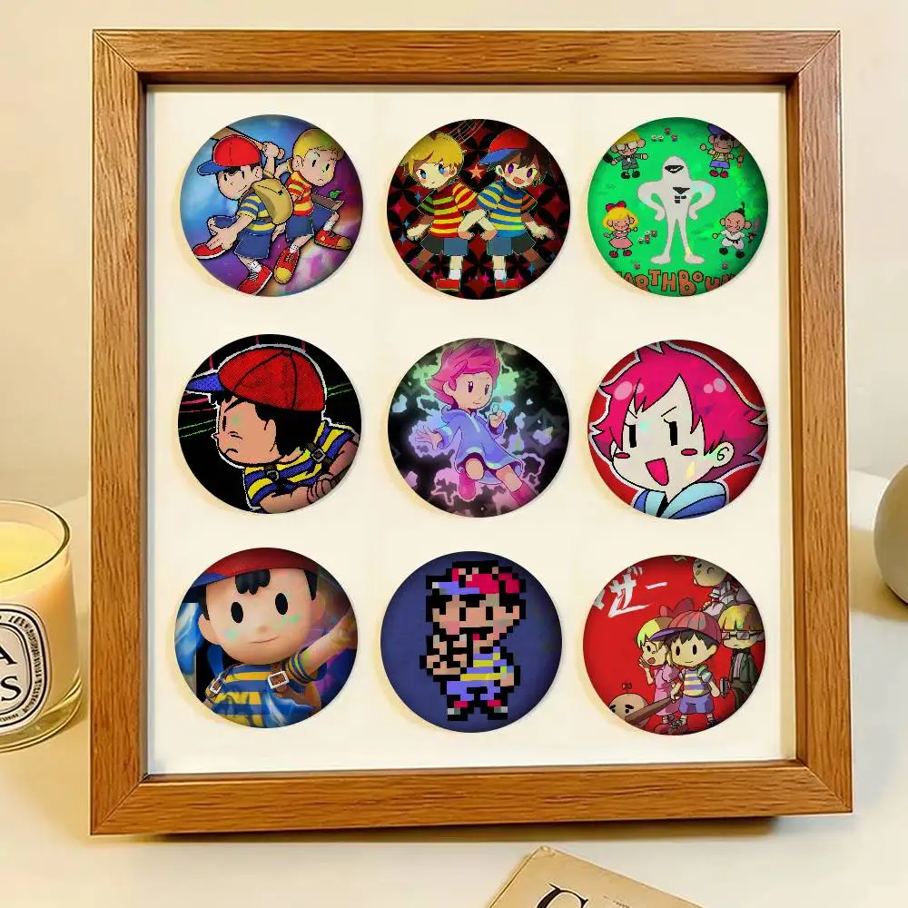 E-EarthBound Mother 4 Laser   32/44/58MM Customizable Button Pins Cute Funny Creative Badge Jewelry Decor Gifts For Friends