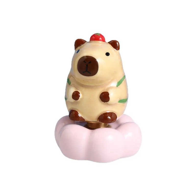 

Cute Capybara Ceramic Figurine 360 Rotatable Cloud Base Desktop Decoration Kawaii Animal Ornament Office Table Decoration Cozy
