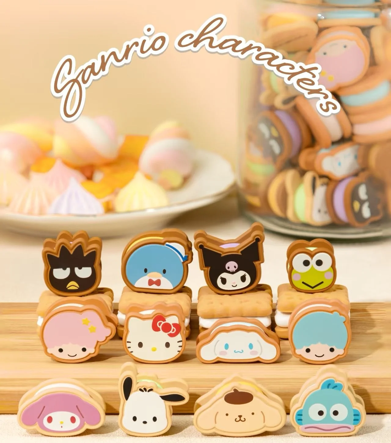 New Sanrio Characters Sandwich Biscuit Series Blind Bag Candy Crush Trendy Play Desktop Ornament Toy Periphery Mini Bean