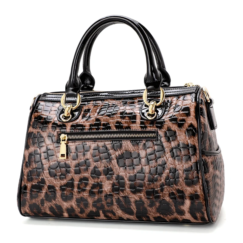 Leather Women\'s Bag Leopard Pattern Handbag Large Capacity Pillow Bag Fashion Trend Cowhide One Shoulder Crossbody Bag