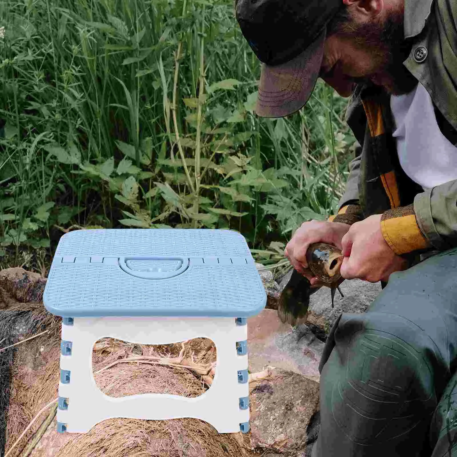 

Folding Chairs Portable Fishing Stool Step Foldable Plastic Adults Outdoor Garden Bathroom for Outdoors