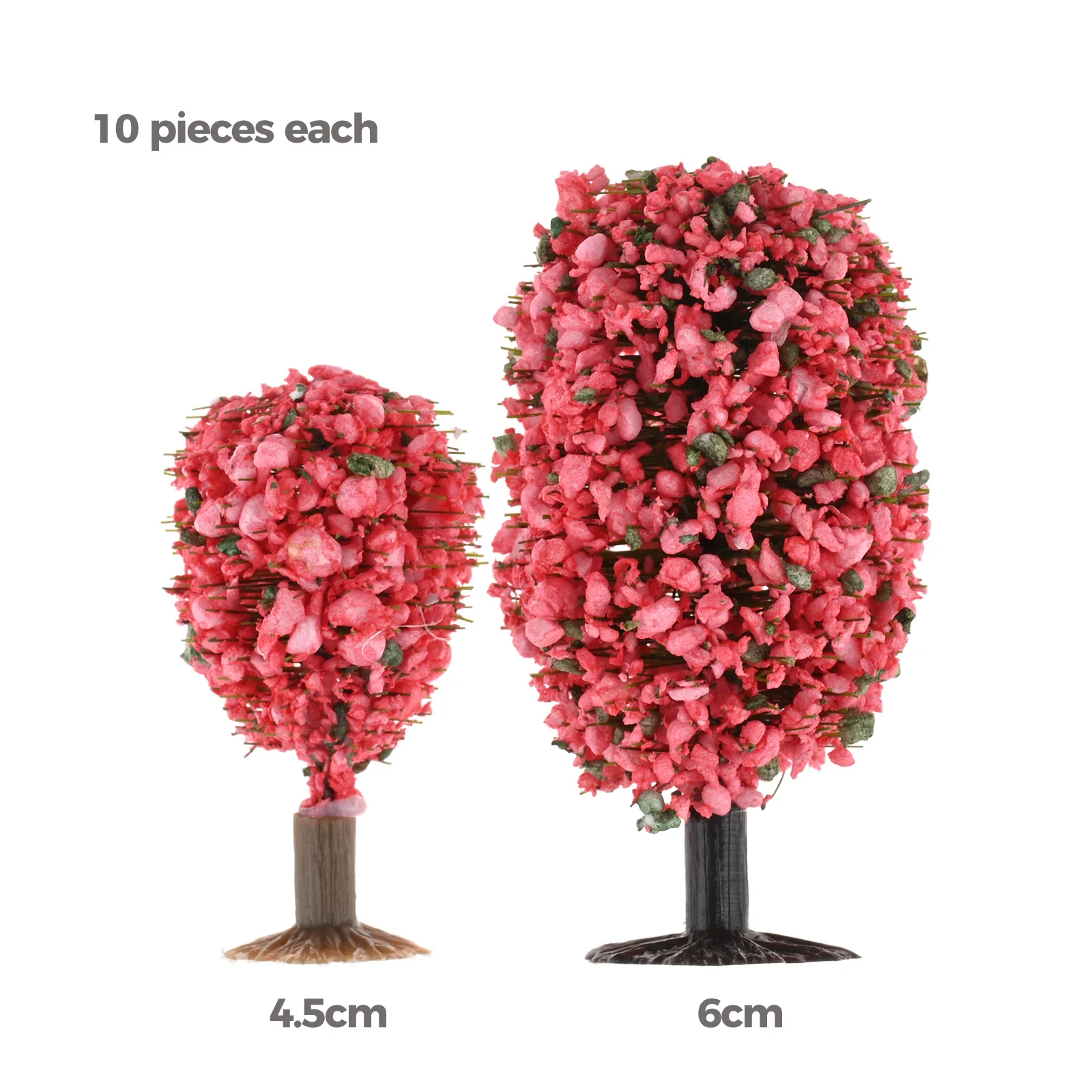 20 قطعة 4.5 سنتيمتر و 6 سنتيمتر الوردي زهرة شجرة نموذج قطار الاصطناعي مصغرة شجرة مشهد السكك الحديدية الديكور بناء المشهد ديكور