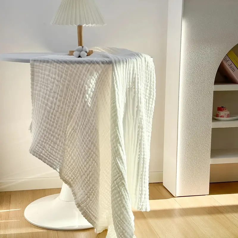 Double-Layer Wrinkled Gauze Tablecloth Rectangular Cotton Muslin Fabric Wedding Table Decoration for Kitchen Birthday Home Decor