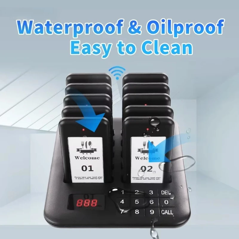 10 Pagers Wireless Restaurant Pager System for Efficient Queue Management System Coffee Dessert Shop Food Truck Court