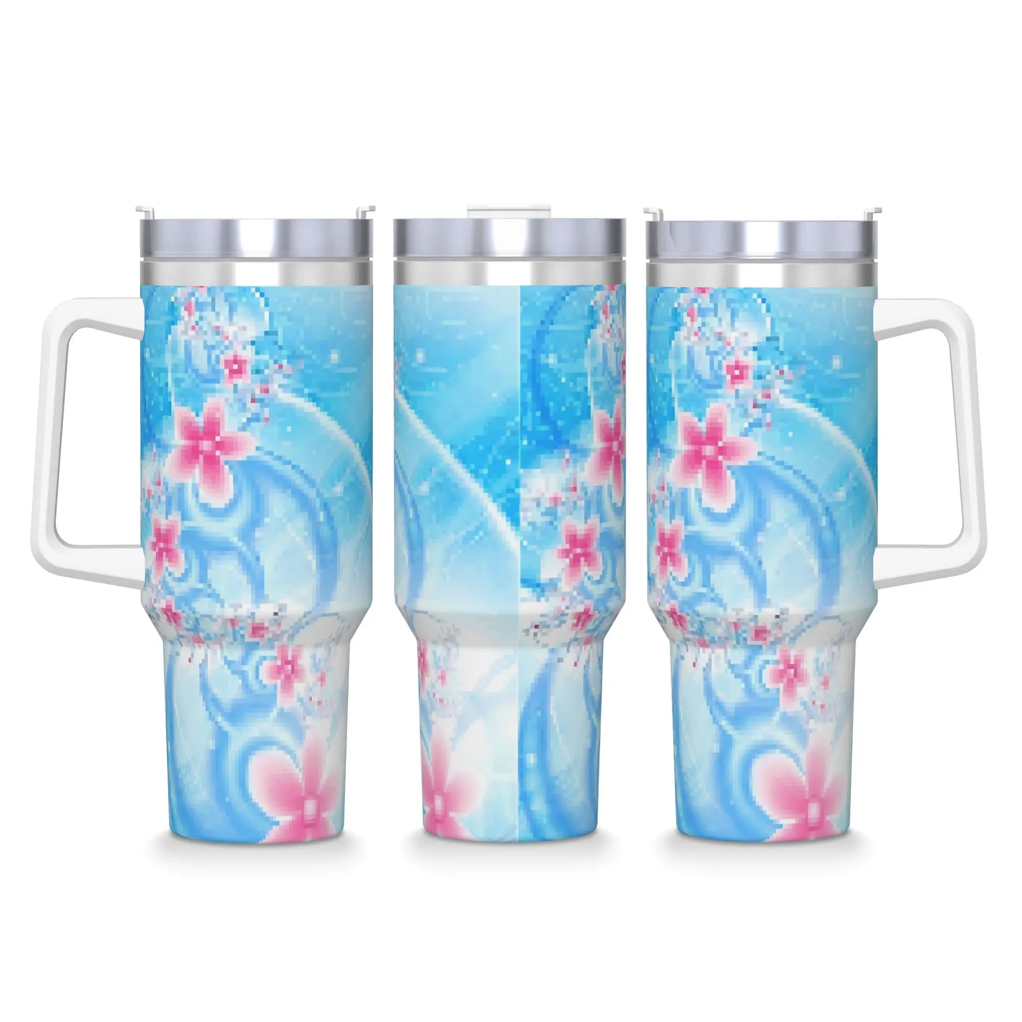 

Stainless Steel Tumbler Frutiger Aero Car Mugs With Straws Travel Hot Drinks Water Bottle Leakproof 40oz Thermal Mug