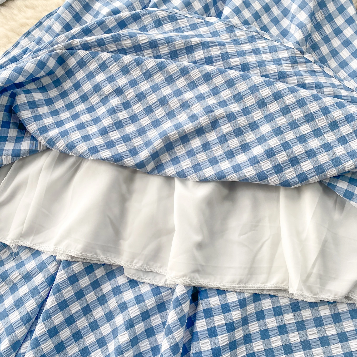 Chic Sexy doux Plaid sans manches dos nu croisé élégant mode française plage décontracté été femmes deux pièces ensemble