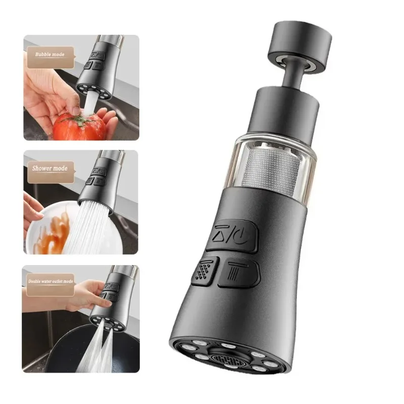 

For Kitchen Filter Taps Anti-Splash Tap Booster Shower and Water Saving Faucet Three Modes Faucet Extender 360 Rotation Sprayer