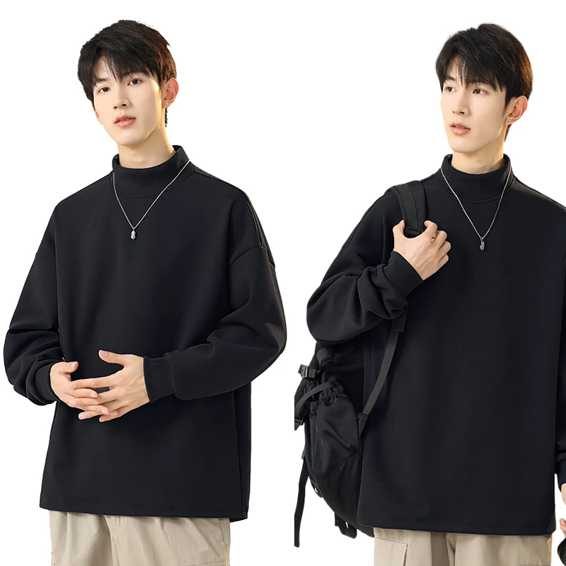 

Men's Heating Velvet Sweatshirt Winter Lined Mock Neck Pullover,Thermal Long Sleeve Top for Casual Wear Soft Warm Lined T-Shirt