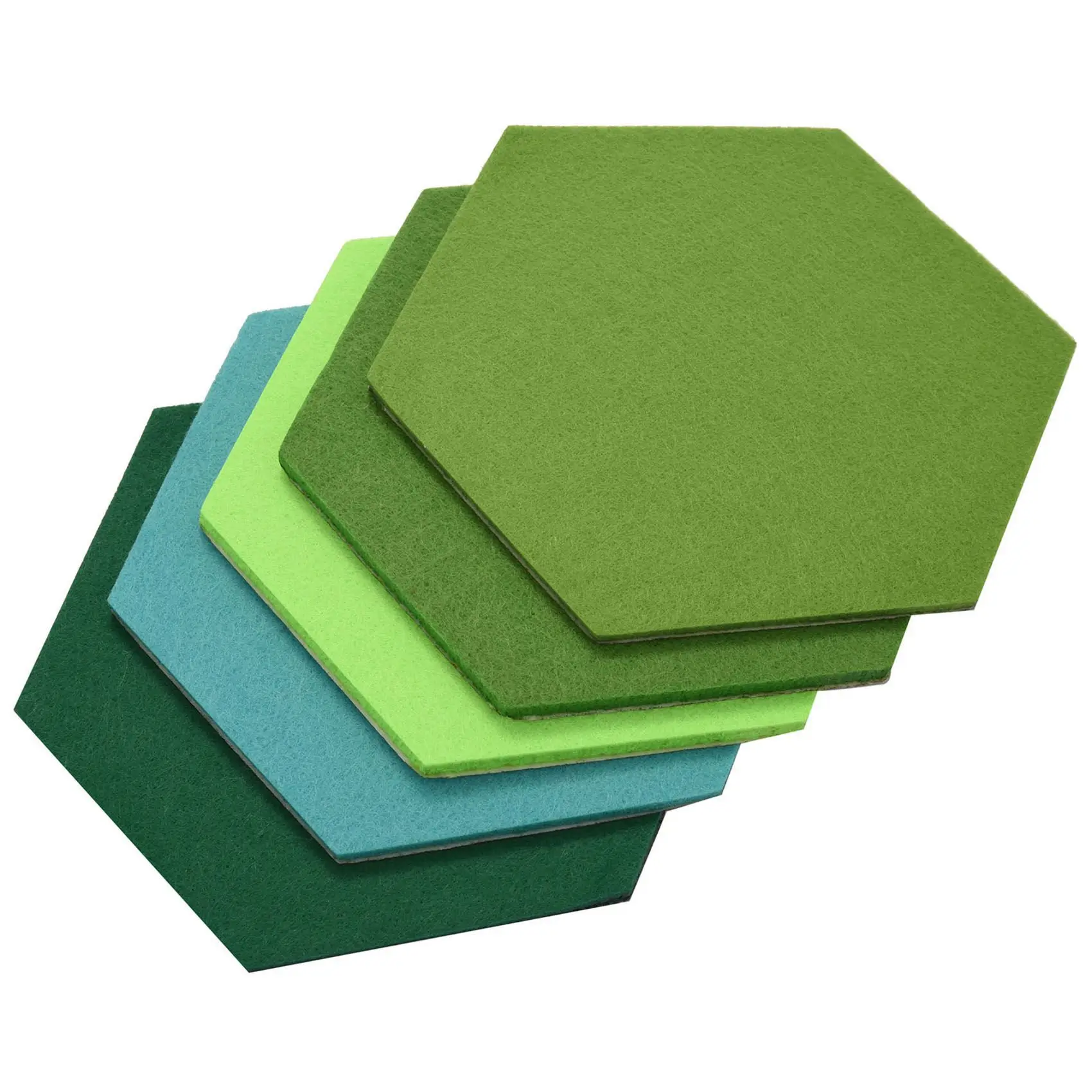 Solid 10Pcs/Set Hexagon Felt Board Hexagonal Felt Wall Sticker Multifunction 3D Decorative Home Message Board Green Series