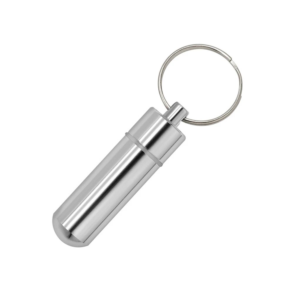 

Keychain Pill Organizer Portable Waterproof Elderly First Aid Pill Case Aluminum Alloy Health Care for Outdoor Travel Camping