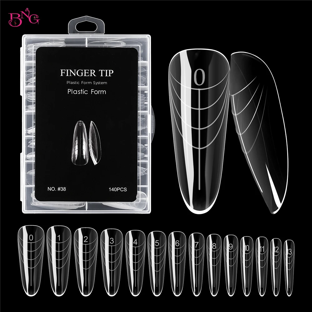 BNG OVAL Shape Dual Forms Reusable Nail Extension Molds for Builder/Hard Gel Ultra-Thin Cuticle Edge Professional Salon Quality