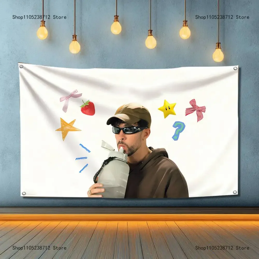 B-Bads B-Bunnys Flaggen-Wandteppich, Banner für Schlafzimmer, Outdoor, Wohnzimmer, Restaurant, Bar, Wanddekoration, Party
