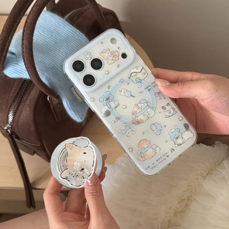 الكورية لطيف الكرتون القط قوس المغناطيسي قضية الهاتف آيفون 17 برو 16 14 15 برو ماكس الحالات مع حامل Magsafe Kawaii 16 Funda #2