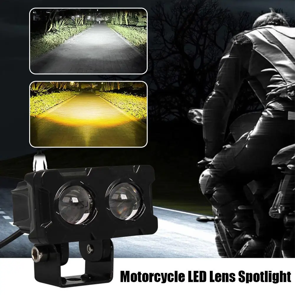 Motorcycle Led Modified Headlights, Two-color Lens, External White Spotlights, Yellow Light And S5i6