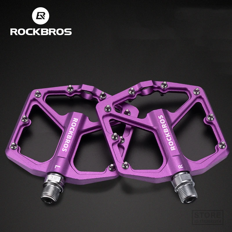 

ROCKBROS Bike Pedals Aluminum Alloy Anti-slip Bicycle Pedals Ultralight Sealed Bearing One-piece MTB Road Mountain Cycling Pedal