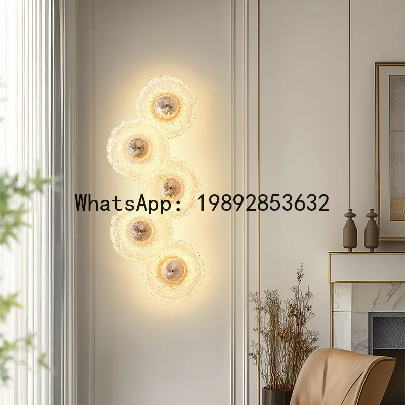 

light luxury corridor bedside bedroom premium cream wind living room background wall decorative wall lamp