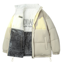 Winter New High Quality Lamb Fleece Double Sided Cotton Jacket for Men with Loose Stand Up Collar Warm Plush Coat on  Both Sides