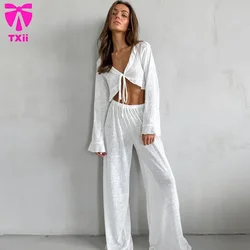 2024 European and American Autumn New Modal Long Sleeve Pants Pajamas Women Fashion Casual Loose Home Clothes