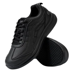 FitVille Men's Shoes All Black Lightweight Wide Width Water Repellent Comfortable Walking Shoes for Standing and work