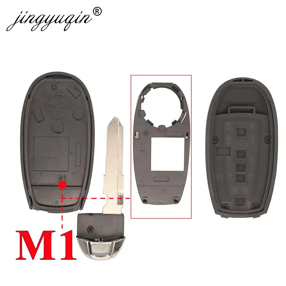 jingyuqin 2BT Smart Card Key Shell for Suzuki Vitara Alivio S-CROSS SX4 Swift Car Remote Emergency Key Replacement Case L1 M1 M3