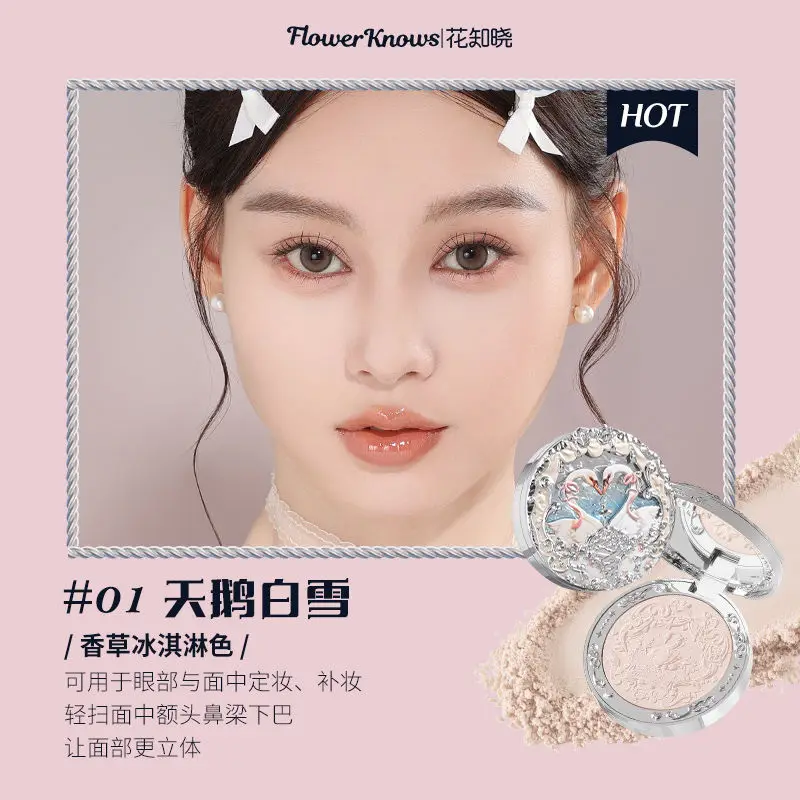 Flower Knows Swan Ballet Velvet Blush Palette Long-lasting Easy To Wear Face Natural Brightening Korean Peach Blush Makeup