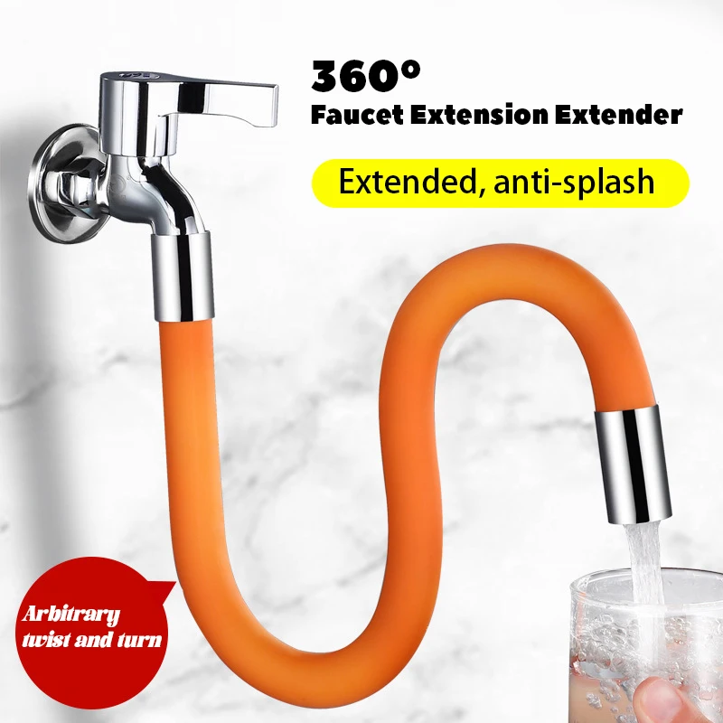 Universal Interface Kitchen Faucet Extender Hose 360° Rotating Bending Water Saving Tap Filter Extension Splashproof Tube Pipe