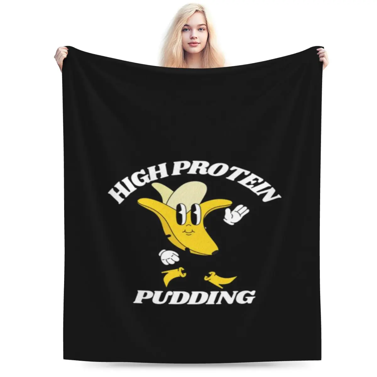 Camiseta premium de pudín de proteínas, color negro, suave, personalizada, decorativa para el hogar, una manta de micropolar ultrasuave