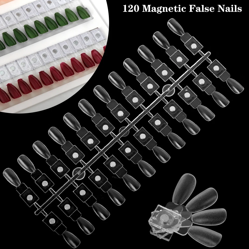 48/72/120 Stück magnetische Nagelspitzen, wiederverwendbar, künstliche Nägel, abnehmbar, einfache Farbanwendung und Testen, modisches Nagelzubehör, Nagelkunst – Detail 3