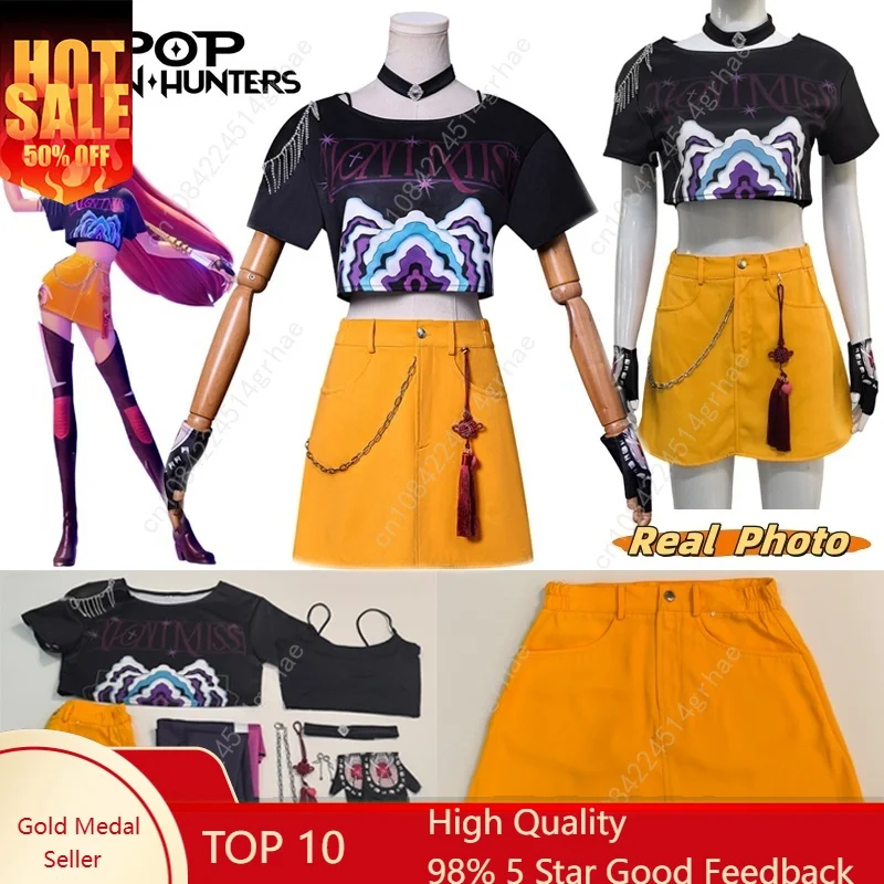

Аниме KPop Охотники Демонов Мира Косплей Костюм Топ Юбка Серьги Охотница Униформа Хэллоуин Вечеринка для Женщин Девочек Карнавальный Костюм