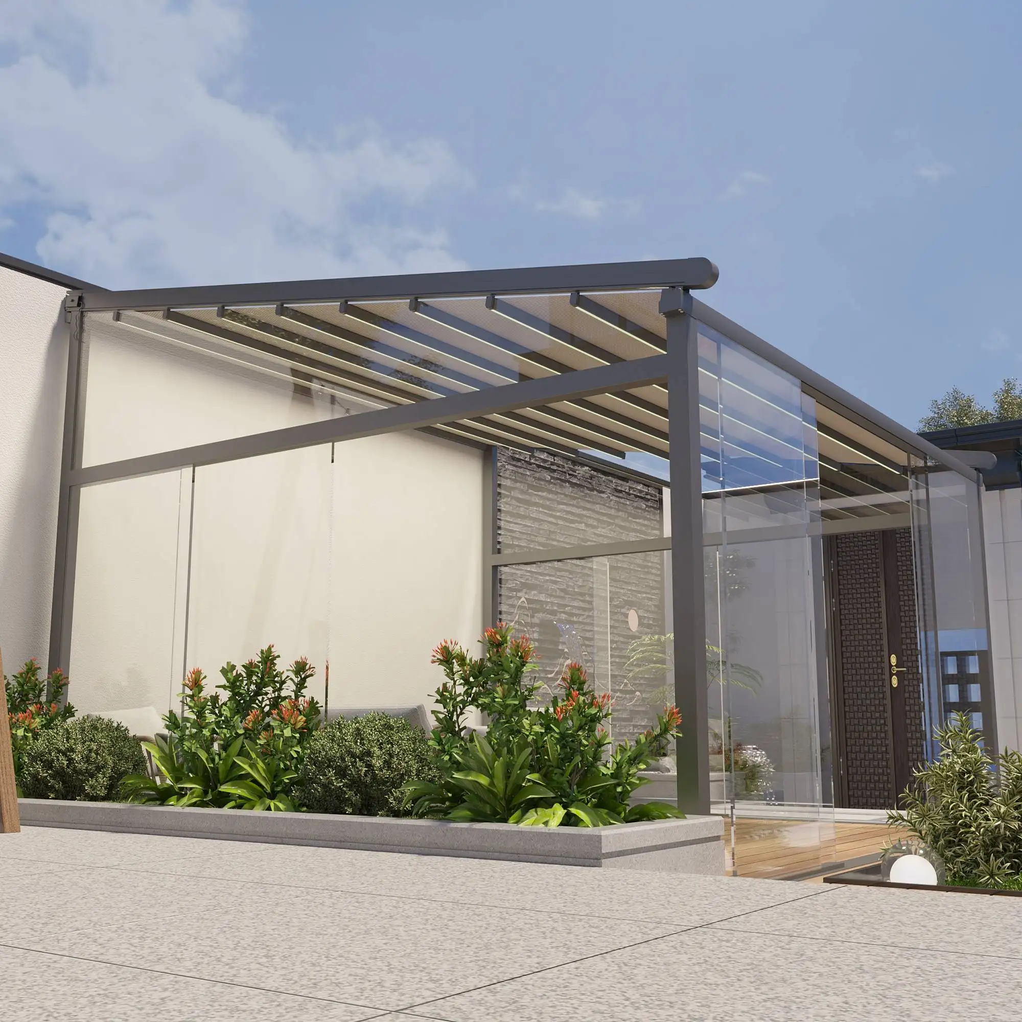 Factory Direct 2026 Aluminum Outdoor Retractable Roof Pergola Gazebo Motorized PVC Frame Glass Arch Carton Alloy Powder Coated
