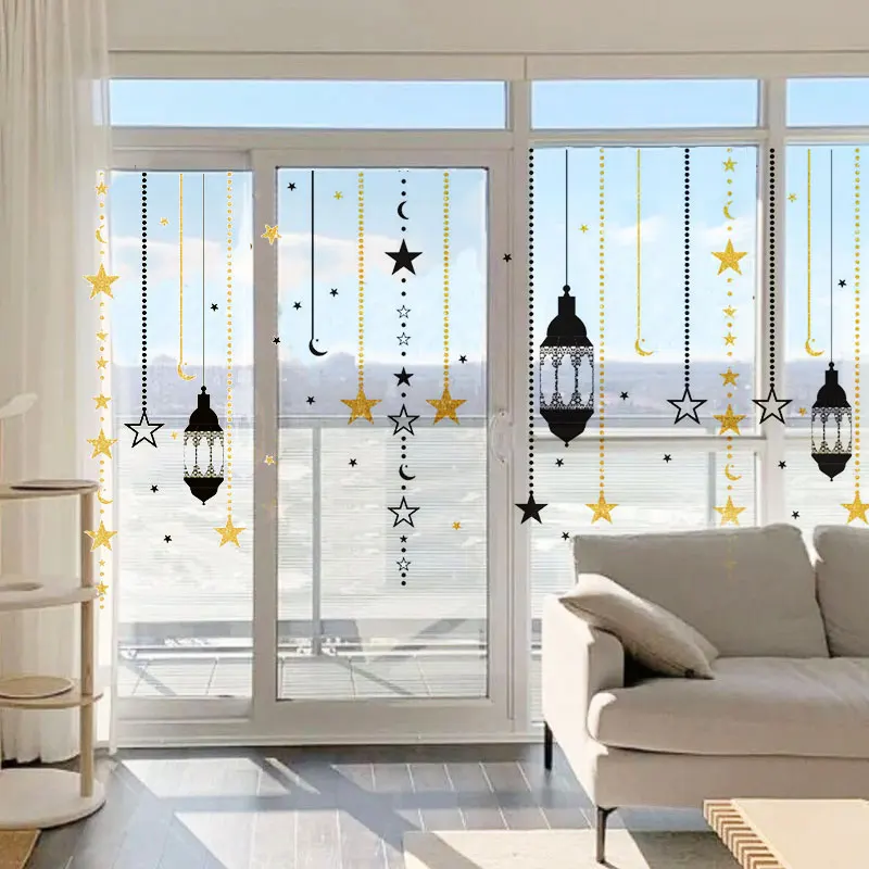 Eid Mubarak Wall Stickers Kareem Ramadan Decoration for Home Islamic Muslim Festival Eid Al-Fitr Party Supplies Window Sticker