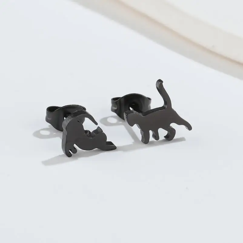 Chirurgische Stahl ohrring Tier ohrringe für Mädchen kleine Katze Hund Frosch Hirsch Pinguin Ohr stecker Mini Schmuck Geschenk Orecchini ein Lobo