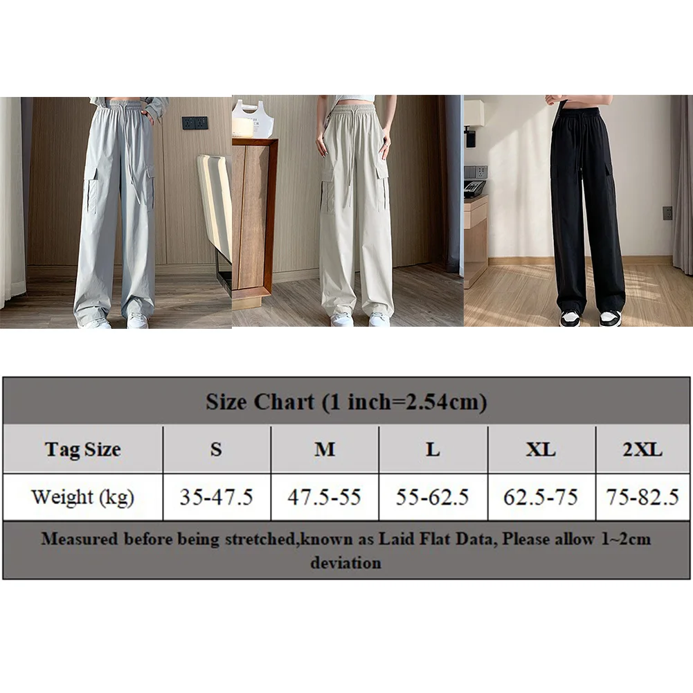 Fashion Trousers Casual Wide Leg Pants Autumn Casual Drawstring High Waist Non Stretch Quick Drying Solid Color