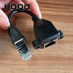 짧은 나사 패널 마운트 이더넷 RJ45 익스텐션 케이블, RJ45 Cat5 수-암 m/f 이더넷 네트워크 코드, 15cm