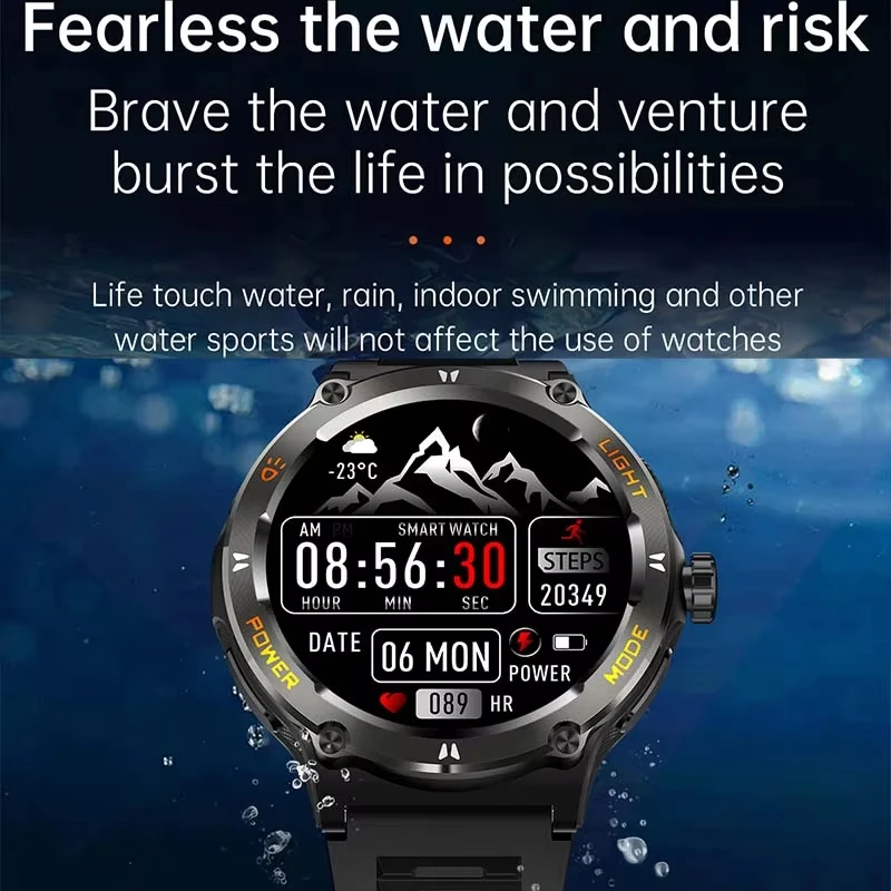 New 3ATM Waterproof 1.53" KT76 Men Sport Compass LED Flashlight Heart Rate Health Sleep Analysis Bluetooth Call Watch 2025
