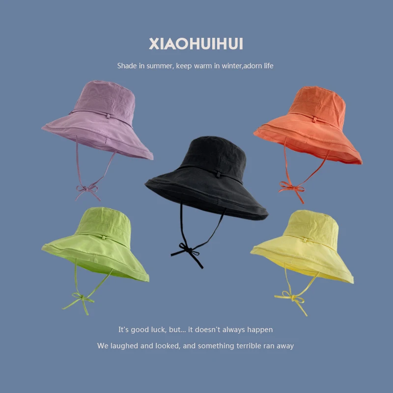 

Summer Women Bucket Hat Candy Colors Sun Hat Portable Foldable Fisherman Cap Panama Hat Anti-UV Outdoor Sunscreen Beach Cap