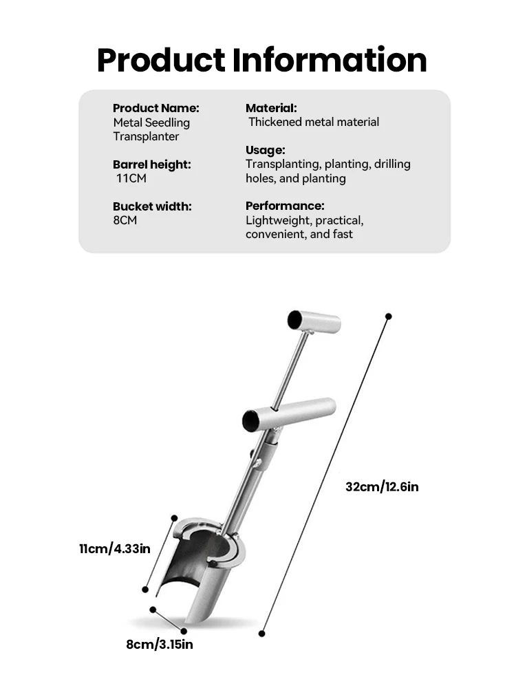 Garden Barrel Transplanter Gardening Seedling Tube Transplanter Garden Handheld Planting Machine Parts Flower Transplanting Tool