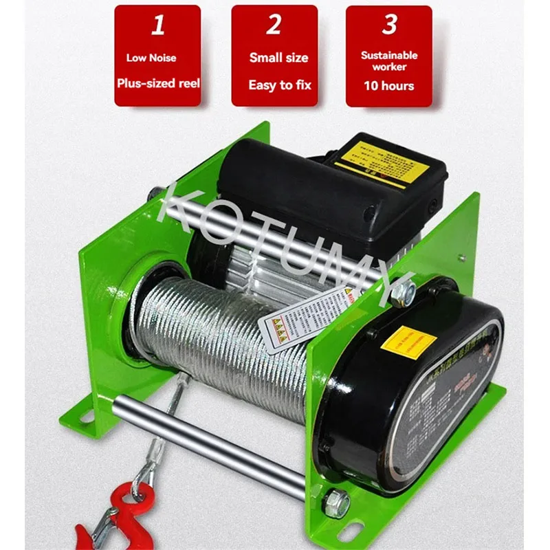 1800W 220V Electric Winch 400-800KG Electric Hoist 30M Steel Wire Rope Windlass Winding Engine Elevator Household Building Crane