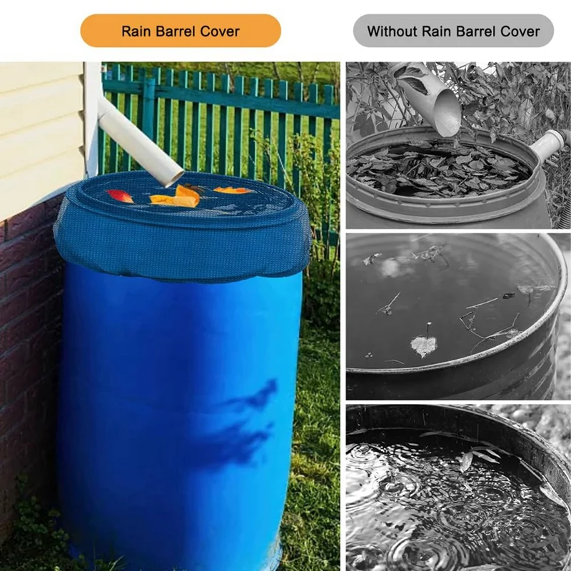 Mesh Cover For Rain Barrels With Drawstring, Netting Screen Cover For Rain Catcher Rain Water Catching System (Black)