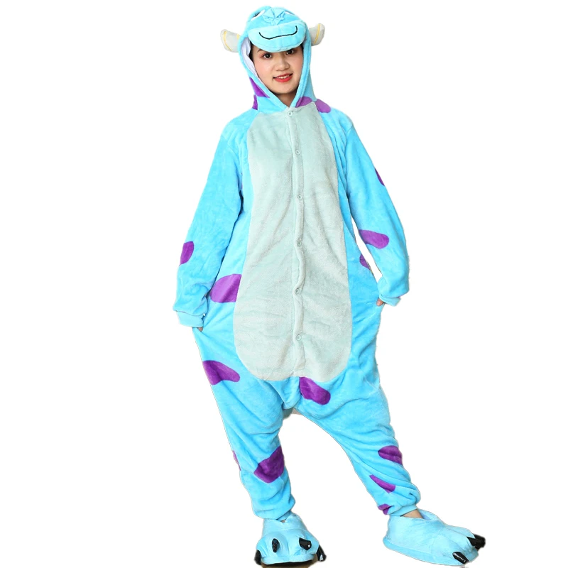 Adults Cartoon Onesies Kigurumi Unisex Anime Sulley Cosplay Costumes For Halloween Christmas Party Women Men Animal Pajamas