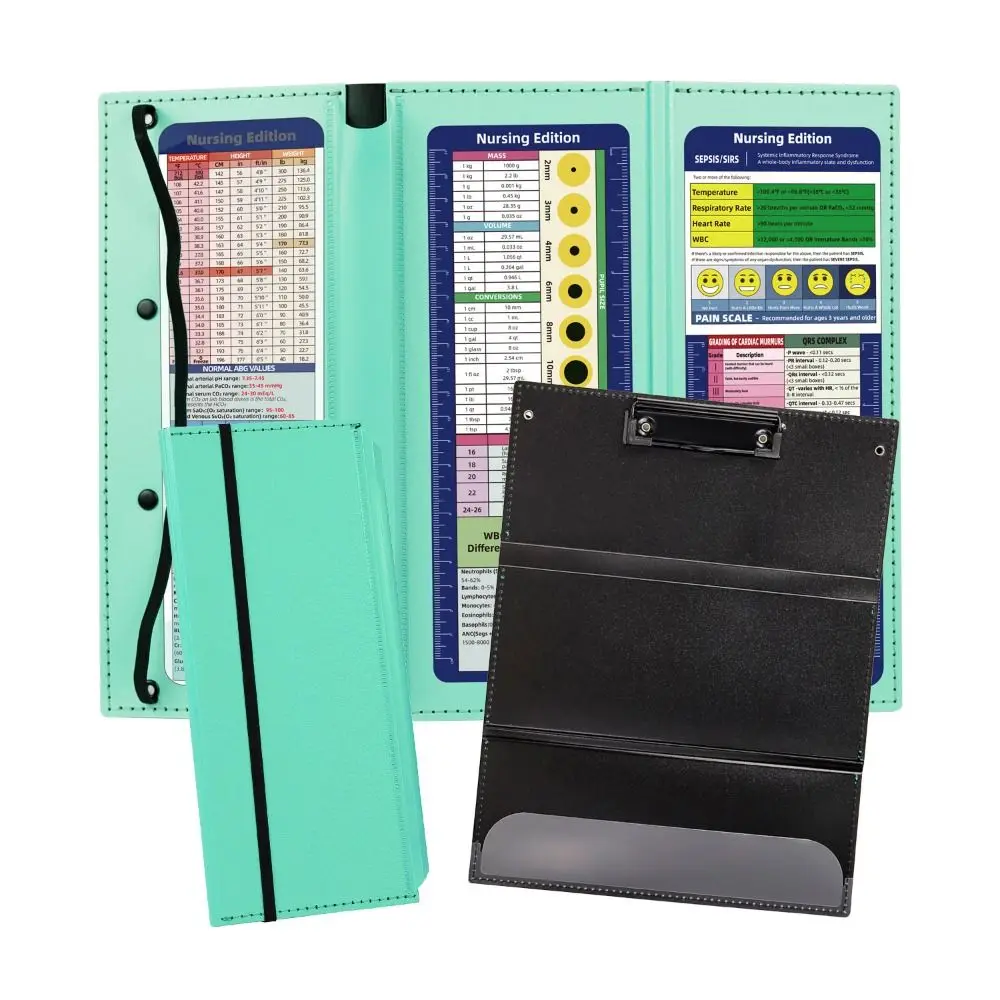 Foldable Nursing Clipboard with Clip Colorful A4 File Board Clip Portable 2/3 Layers Edition Cheat Sheets Nurse Accessories