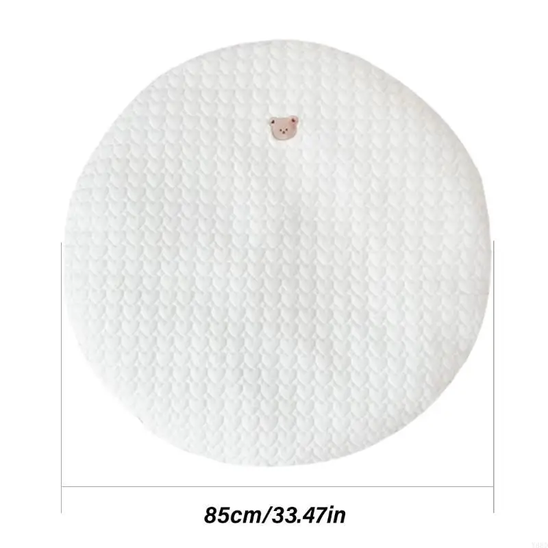 y88d الطفل صديق دائري ملعب سجادة القطن مع تطريز جميل سجادة الحضانة سميكة الدائرية للحضانة