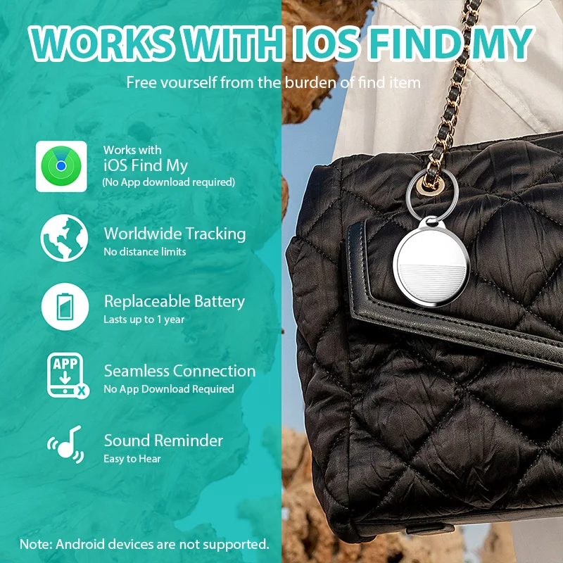 GPS Tracker For IOS Smart Bluetooth-compatible Mini GPS Locator Wallet Key Pets Finder Anti Lost Device Work with Find My APP